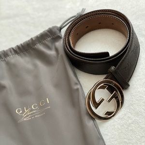 Gucci Signature leather belt coffee brown